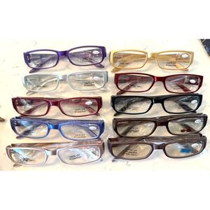 JOY MANGANO SET OF 10  METALLIC READERS READING GLASSES  STRENGTH +1.00 VINTAGE